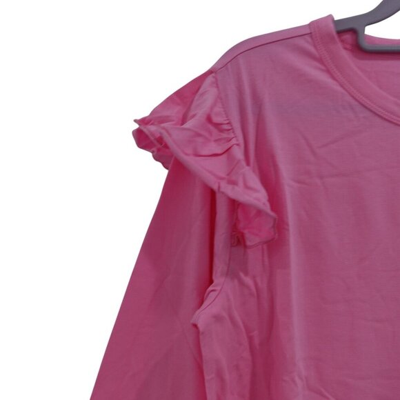 NWOT Candace Cameron Bure Long-Sleeve Top Sz S Pink Ruffle Shoulder Detail - Picture 3 of 7